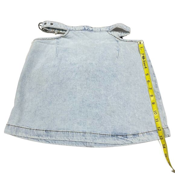 Revolve We Wore What Skirt Women S Denim Cut Out Mini Light Wash 90s Y2K Casual - Picture 8 of 16